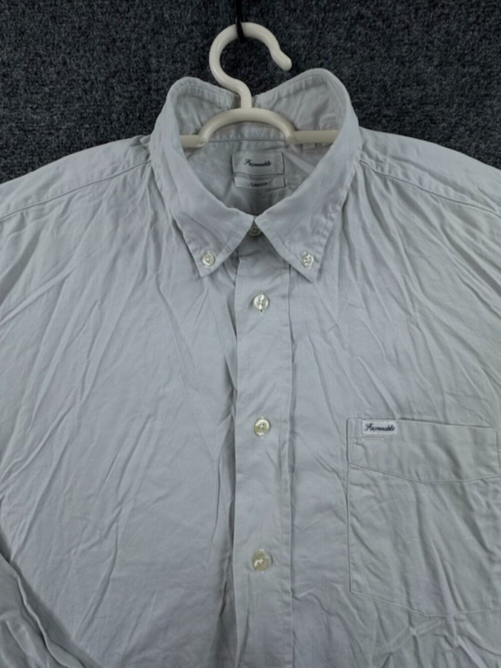 Faconnable Button-Down XL All Cotton Classique Blue Solid Mens Pocket Shirt